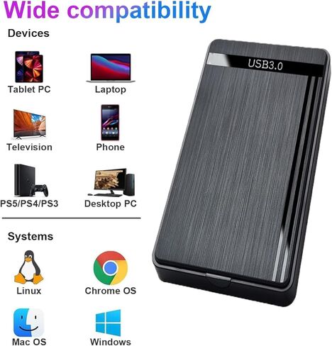 حافظة محرك أقراص صلبة خارجي مقاس 2.5 بوصة USB 3.0 إلى SATA III حافظة محرك أقراص صلبة خارجي خالية من الأدوات مقاس 7 مم/9.5 مم 2.5 بوصة SSD HDD مع UASP، متوافقة مع تلفزيون WD Toshiba Samsung Hitachi PS4 Xbox PC in Saudi Arabia
