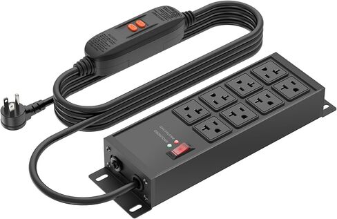 CCCEI Heavy Duty Power Strip Surge Protector 20 AMP, Industrial GFCI Multiple Outlets Extender 12 Gauge 6 FT Extension Cord. Grey High-Amp 8 Plugs for Shop Garage Kitchen. in Saudi Arabia