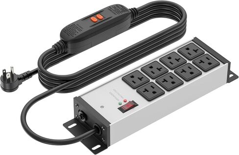 CCCEI Heavy Duty Power Strip Surge Protector 20 AMP, Industrial GFCI Multiple Outlets Extender 12 Gauge 6 FT Extension Cord. Grey High-Amp 8 Plugs for Shop Garage Kitchen. in Saudi Arabia