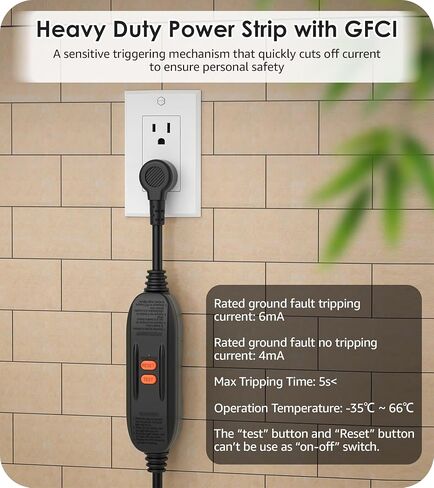 CCCEI Heavy Duty Power Strip Surge Protector 20 AMP, Industrial GFCI Multiple Outlets Extender 12 Gauge 6 FT Extension Cord. Grey High-Amp 8 Plugs for Shop Garage Kitchen. in Saudi Arabia