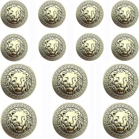 KENDANY 11 Pieces Vintage Antique Metal Blazer Button Set - 3D Lion Head - for Blazer, Suits, Sport Coat, Uniform, Jacket(Gold) 15mm 20mm in Saudi Arabia