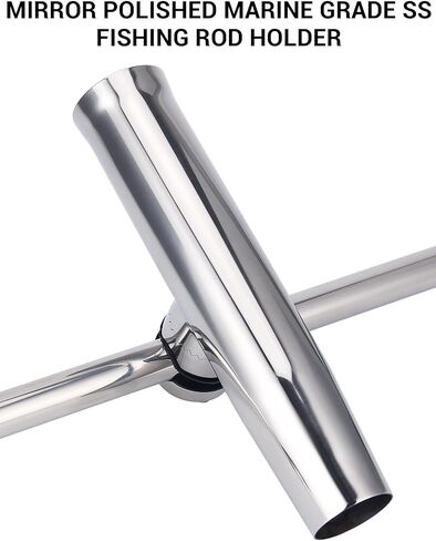 2PCS Boat Fishing Rod Holders, 316 Stainless Steel Rail Mount Rod Holders for Fishing Boat/Kayak, 360° Adjustable Clamp-On Design, Rust-Resistant with Rubber Insert in Saudi Arabia
