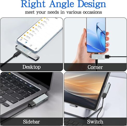 USB-C to USB 3.0 2 in 1 OTG Adapter, Right Angle USB C Male to USB 3.0 Female 5Gbps Converter with PD 100W Power Charging Port for Laptop Tablet Phone in Saudi Arabia
