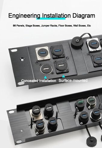 2PCS Dual USB Panel Mount D-Type Adapter, USB 3.0 & USB C 3.1 Female to Female Through Connector, USB A & Type C Charger Bulkhead Socket. in Saudi Arabia