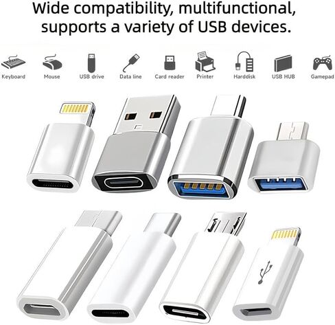 8pcs USB C Adapter Set, USB C to Micro USB OTG Adapter, USB C to USB 3.0 Adapter for Phone Tablet Laptop Charging Data Transfer in Saudi Arabia