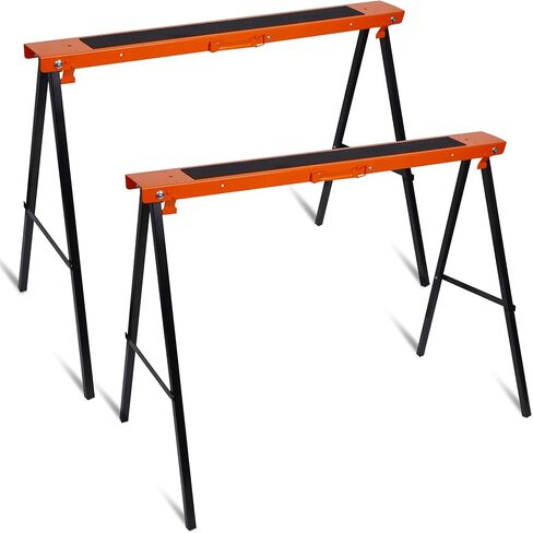 Forup Portable Folding Sawhorse, Heavy Duty Twin Pack, 275 lb Weight Capacity Each 2 Pack (Yellow) in Kuwait
