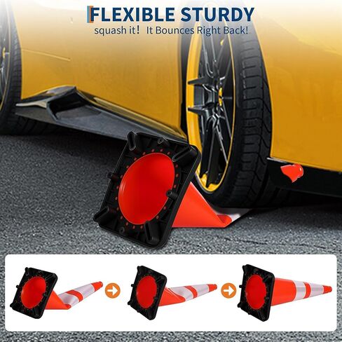 8-Pack 18 Inch Traffic Cones with Weighted Base - PVC Orange Safety Cones for Construction, Parking Lot, Driveway & Event Traffic Control in Saudi Arabia