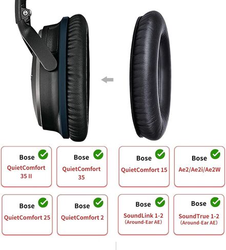 وسائد الأذن لـ Bose Quiet Comfort 35 من جلد البروتين الناعم وسائد الأذن البديلة وسائد الأذن لـ Bose QC 35/25 / 15 QC2 / Ae2 / Ae2i / Ae2W / Sound Link/Sound True (رمادي) in Kuwait