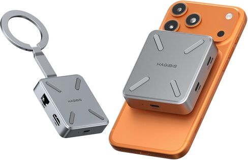 Hagibis Magnetic USB C Hub with M.2 NVMe 2230 SSD Enclosure and Magsafe Stand Holder for iPhone 17 16 15 Pro Max, Portable Type-C Docking Station 100W PD, 10Gbps USB3.2, SD/Micro SD3.0 (CMC10MC) in Saudi Arabia