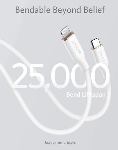 Anker Powerline III Flow, USB C to Lightning Cable for iPhone 12 Pro Max/ 12/11/ XS/X/Xr/ 8 Plus, Airpods Pro, (6 Ft) [MFi Certified] Supports Power Delivery, Silica Gel (Cloud White) - Mac in Saudi Arabia