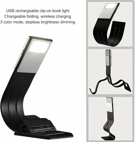 YWBL-WH USB Rechargeable Bookmark Book Light, Soft Plastic Reading Light with Infinite Brightness Levels and 3 Color Modes for Travel and Camping in Saudi Arabia