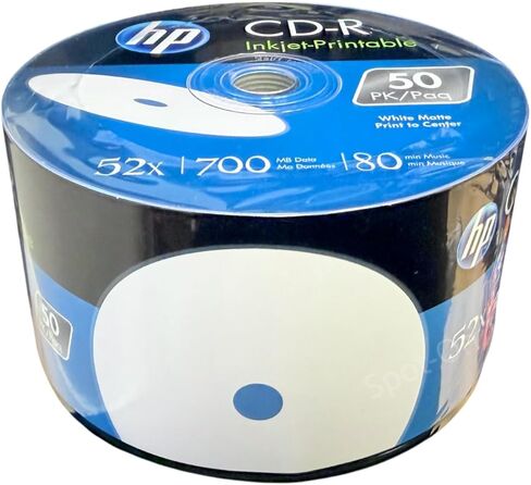 HP CD-Recordable Disc White Inkjet Hub Printable, 52X 700MB 80min, 50piece in Saudi Arabia