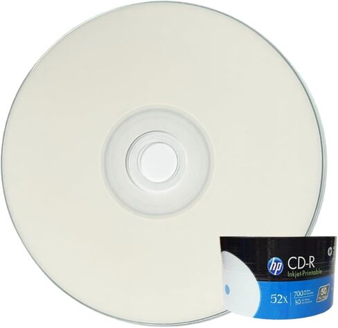 HP CD-Recordable Disc White Inkjet Hub Printable, 52X 700MB 80min, 50piece in Saudi Arabia