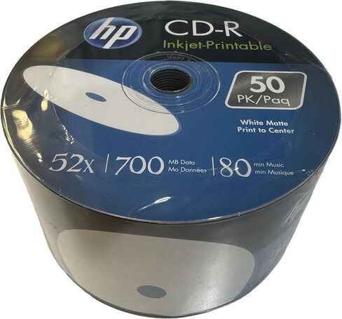 HP CD-Recordable Disc White Inkjet Hub Printable, 52X 700MB 80min, 50piece in Saudi Arabia