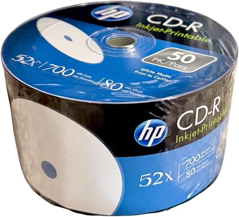 HP CD-Recordable Disc White Inkjet Hub Printable, 52X 700MB 80min, 50piece in Saudi Arabia