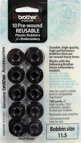 Brother PWB250 Prewound Embroidery Bobbin Thread 10 Piece, White in Saudi Arabia