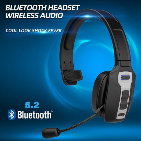 Bluetooth Headset with Microphone,Noise Cancelling with Mute Button, Very Strong Wireless Range, All-Day Comfort On Ear Headphones 60 Hrs Working time for Trucker/Work/PC/Call Center/Meeting/Office in Saudi Arabia
