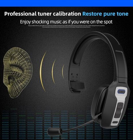 Bluetooth Headset with Microphone,Noise Cancelling with Mute Button, Very Strong Wireless Range, All-Day Comfort On Ear Headphones 60 Hrs Working time for Trucker/Work/PC/Call Center/Meeting/Office in Saudi Arabia