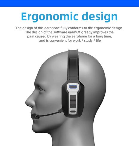 Bluetooth Headset with Microphone,Noise Cancelling with Mute Button, Very Strong Wireless Range, All-Day Comfort On Ear Headphones 60 Hrs Working time for Trucker/Work/PC/Call Center/Meeting/Office in Saudi Arabia