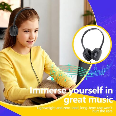 سماعات رأس من النوع C لأطفال المدارس في الفصول الدراسية 20 حزمة، سماعات رأس سلكية USB C للهاتف المدرسي والكمبيوتر اللوحي والكمبيوتر المحمول والكمبيوتر الشخصي عبر الإنترنت واجتماعات الويب والمؤتمرات واختبار الممارسة باللون الأسود in Kuwait