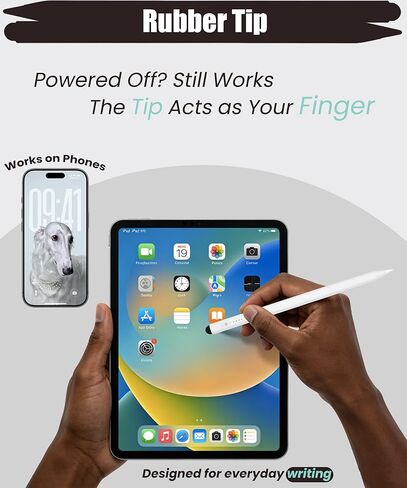 Dual Tip Pencil for iPad 2018-2026: Hidden-Port Stylus with All-Day Battery, Tilt Sensitivity & Palm Rejection, Pen for iPad 11/10-6th, Mini 7-5th, Air 5-3th/M3/M2, Pro 13"/12.9"/11"(M4/M5) in Saudi Arabia