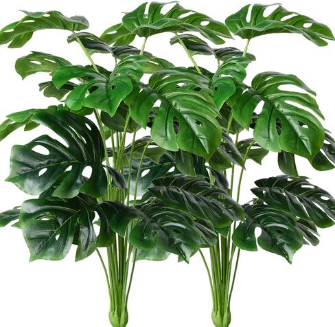 Artificial Palm Plants Leaves Faux Turtle Leaf Fake Monstera Tropical Large Palm Tree Leaves Outdoor UV Imitation Leaf in Kuwait