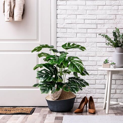 Artificial Palm Plants Leaves Faux Turtle Leaf Fake Monstera Tropical Large Palm Tree Leaves Outdoor UV Imitation Leaf in Kuwait