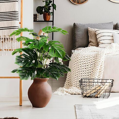 Artificial Palm Plants Leaves Faux Turtle Leaf Fake Monstera Tropical Large Palm Tree Leaves Outdoor UV Imitation Leaf in Kuwait