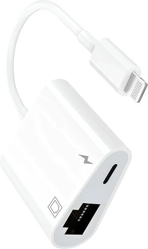[Apple MFi Certified] Lightning to Ethernet Adapter for iPhone,2 in 1 LAN Ethernet Network to Lightning Adapter with Charging for iPhone 14/13/Pro Max/12/11/XS/XR/X/8/7/6/5 iPad White in Saudi Arabia