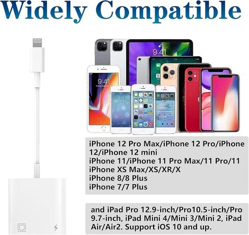 [Apple MFi Certified] Lightning to Ethernet Adapter for iPhone,2 in 1 LAN Ethernet Network to Lightning Adapter with Charging for iPhone 14/13/Pro Max/12/11/XS/XR/X/8/7/6/5 iPad White in Saudi Arabia