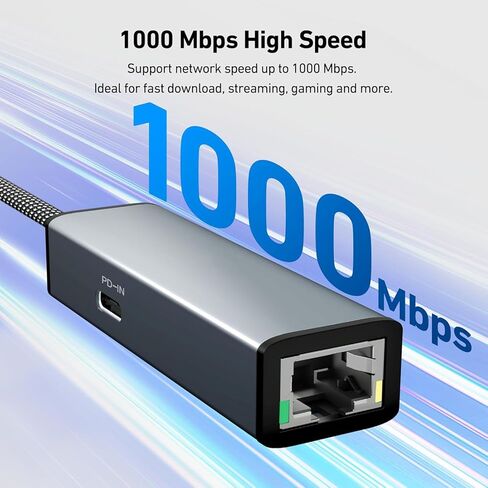 محول USB-C إلى إيثرنت جيجابت مع توصيل طاقة 100 وات، محول شبكة Thunderbolt 3/4 إلى RJ45 Ethernet LAN in Saudi Arabia