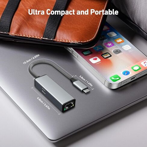 محول USB-C إلى إيثرنت جيجابت مع توصيل طاقة 100 وات، محول شبكة Thunderbolt 3/4 إلى RJ45 Ethernet LAN in Saudi Arabia