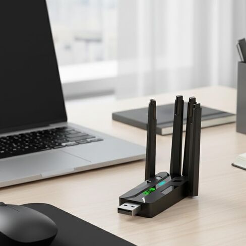 محول واي فاي 6 USB AX900 بطاقة شبكة لاسلكية ثنائية النطاق مع بلوتوث 5.4، 4 هوائيات، بدون برامج تشغيل للكمبيوتر المكتبي والكمبيوتر المحمول Windows 11/10/8/7 in Saudi Arabia