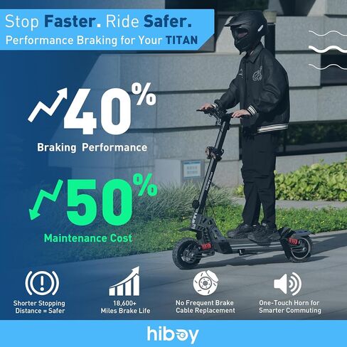 سكوتر كهربائي من سلسلة Hiboy Titan، نطاق يصل إلى 46-80 ميلًا، محرك 1200 وات-2400 وات، 25-31 ميل في الساعة، إطارات لجميع التضاريس مقاس 10 بوصات، تعليق مزدوج، سكوتر كهربائي للبالغين مع حامل هاتف in Kuwait