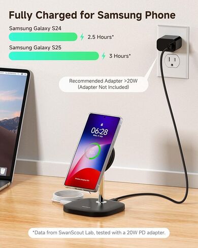 Magnetic Charger Stand for Samsung S26 Ultra/S26+/S26/S25/S24, Detachable Wireless Charging Station Compatible with MagSafe fo riPhone Air/17/16/15/14/13/12 in Saudi Arabia