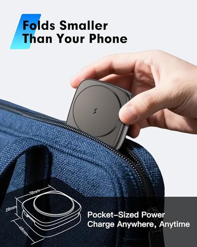 3-in-1 Magnetic Wireless Charging Station for Apple Devices - 15W Fast Charge with 30W Adapter, Foldable Aluminum Travel Dock for iPhone 17/16/15/14/13/12 Series, iWatch, AirPods in Saudi Arabia