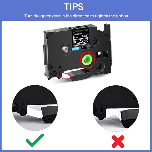 GREENCYCLE 2 حزمة متوافقة مع شريط صانع الملصقات السوداء Brother P-Touch TZe-325 TZe325 9 مم 0.35 شريط أسود مصفح TZe325 TZ325 TZe TZ لـ PT-D210 H100 H110 D400 D600 in Kuwait