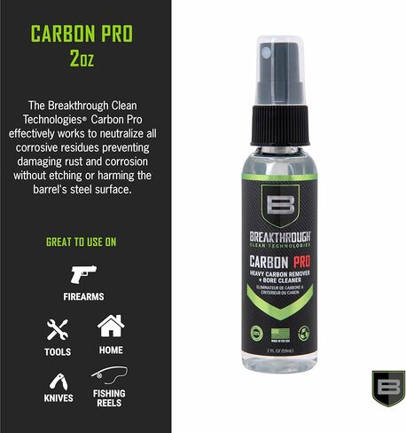 Breakthrough Clean Technologies Clean Heavy Carbon Remover - Gun Barrel and Bore Cleaner - All Purpose Degreaser - Perfect for Handguns and Rifles - 2oz Bottle, Clear in Saudi Arabia