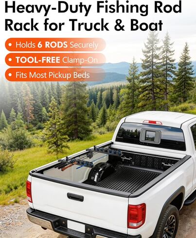 SPARKWHIZ Aluminum Fishing Rod Holder for Truck, Boat, Clamp on Fishing Pole Racks Holds 6 Rods in Saudi Arabia