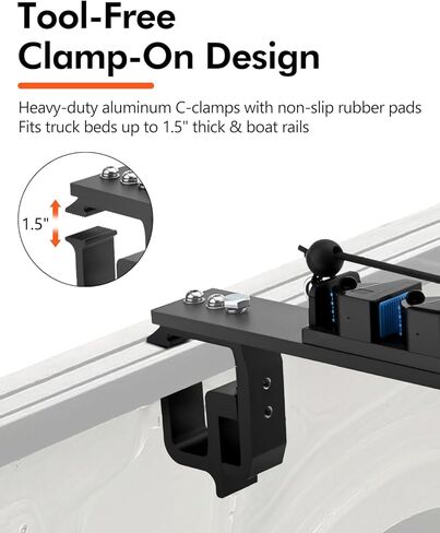 SPARKWHIZ Aluminum Fishing Rod Holder for Truck, Boat, Clamp on Fishing Pole Racks Holds 6 Rods in Saudi Arabia