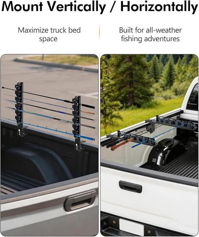 SPARKWHIZ Aluminum Fishing Rod Holder for Truck, Boat, Clamp on Fishing Pole Racks Holds 6 Rods in Saudi Arabia