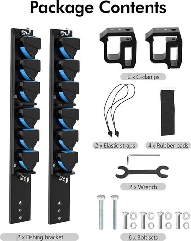 SPARKWHIZ Aluminum Fishing Rod Holder for Truck, Boat, Clamp on Fishing Pole Racks Holds 6 Rods in Saudi Arabia