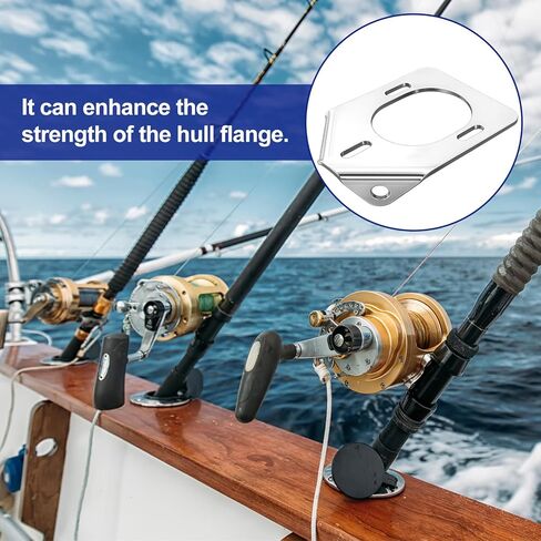 Frienda 316 Stainless Steel Backing Plate for 30 Degree Heavy Rod Holders Durable Marine Reinforcement Plate Provides Added Strength and Secure Mounting for Boat Fishing Rod Holder Installations in Saudi Arabia
