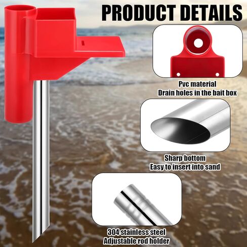 AceOrbit Sand Spike for Surf Fishing Bait Box Cutting Board PVC Portable Beach Fishing Rod Holder for Beaches, Rivers and Sandy Beaches Outdoor Angling in Saudi Arabia