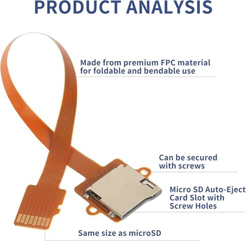 5.9in/15cm Micro SD to Micro SD Card Expansion Adapter, Featuring Screw Holes and an External Auto-Eject Micro SD Card Slot, Compatible with Raspberry Pi and 3D Printers in Saudi Arabia
