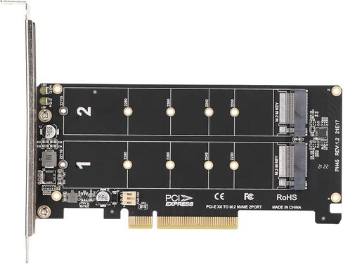 2 × 4 قناة كاملة NVMe SSD، بطاقة محول مفتاح PCIE 3.0 4.0 M NVMe SSD إلى PCIE X8 لتوسيع القرص الصلب، محول PH45 M.2، ترقية القرص الصلب الخاص بك مع 2 × 32 جيجابت في الثانية (ph45) in Saudi Arabia