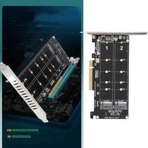 2 × 4 قناة كاملة NVMe SSD، بطاقة محول مفتاح PCIE 3.0 4.0 M NVMe SSD إلى PCIE X8 لتوسيع القرص الصلب، محول PH45 M.2، ترقية القرص الصلب الخاص بك مع 2 × 32 جيجابت في الثانية (ph45) in Saudi Arabia
