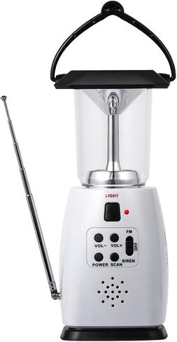 Solar Hand Crank Emergency Lantern with FM Radio, 8 LED Camping Light, USB Charging Port, Waterproof IP44, Rechargeable Battery for Camping, Hiking, Fishing in Saudi Arabia