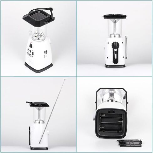 Solar Hand Crank Emergency Lantern with FM Radio, 8 LED Camping Light, USB Charging Port, Waterproof IP44, Rechargeable Battery for Camping, Hiking, Fishing in Saudi Arabia