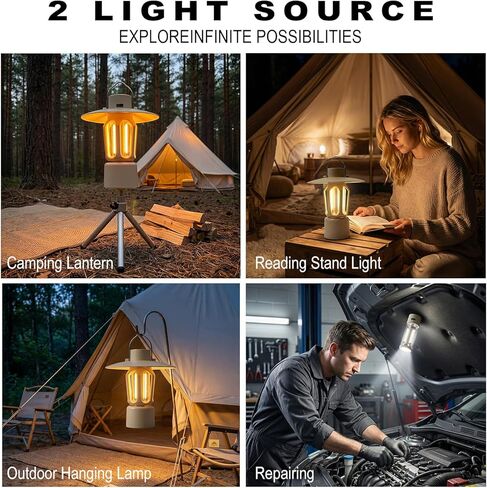 Retro Rechargeable Mini LED Camping Lantern, 400LM 2000mAh, IPX4 Waterproof with Stand/Magnetic Base/Hook, 5 Light Modes, Rechargeable Vintage Small Lantern for Camping, Hiking, Power Outages, Gifts in Saudi Arabia